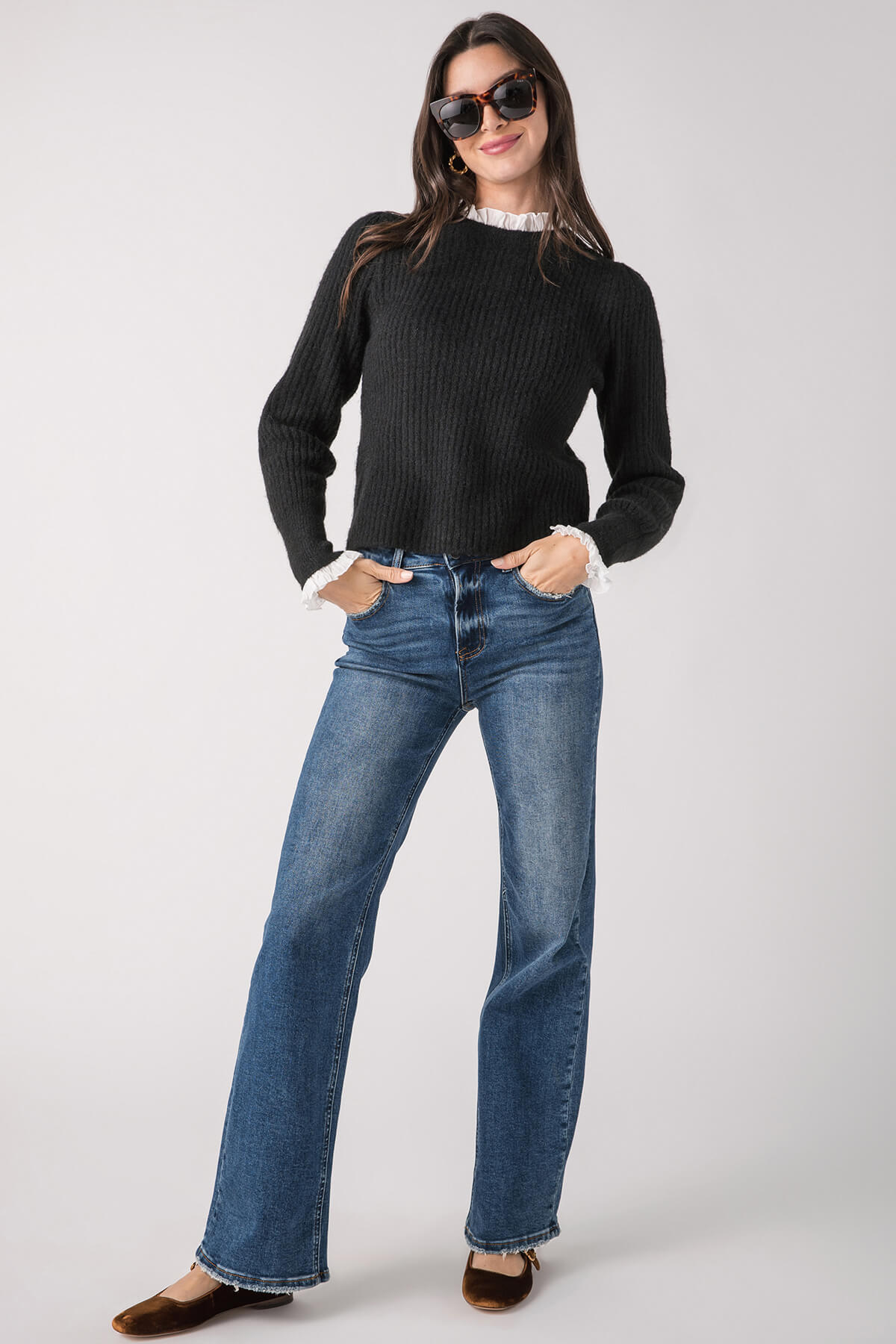 Risen Mila High Rise Full Length Straight Leg Jeans